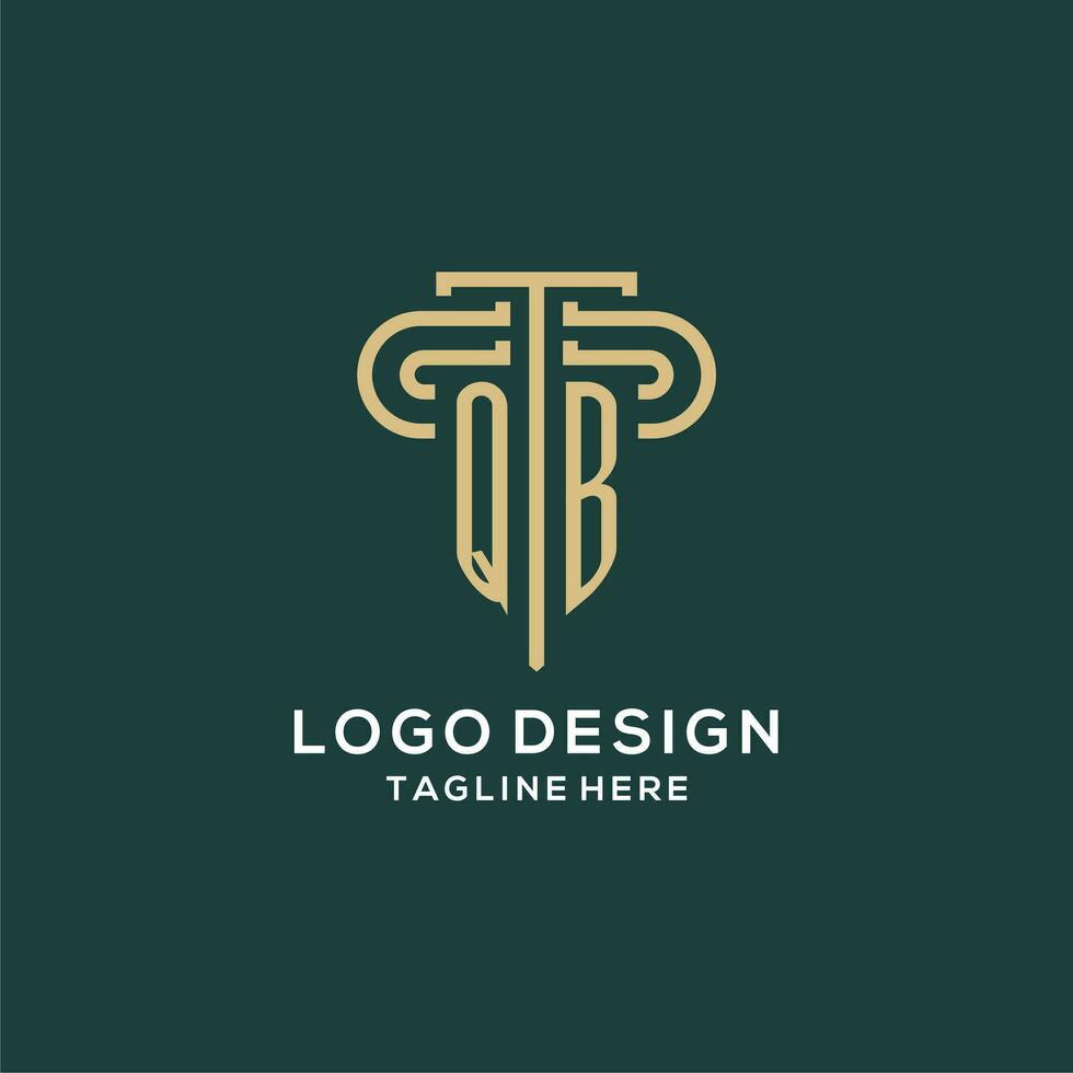 Initial QB pillar logo, elegant and luxury law firm logo vector