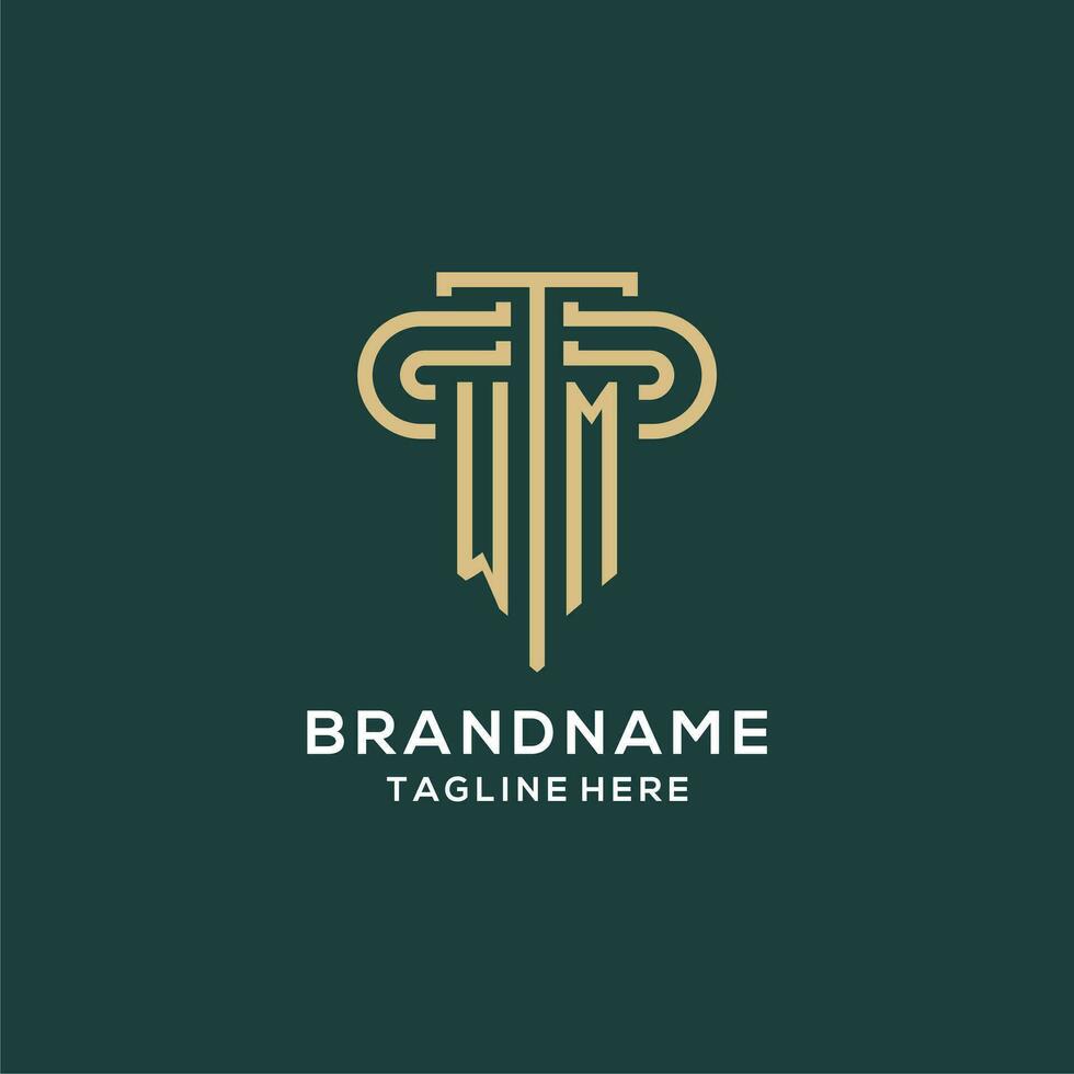 Initial WM pillar logo, elegant and luxury law firm logo vector