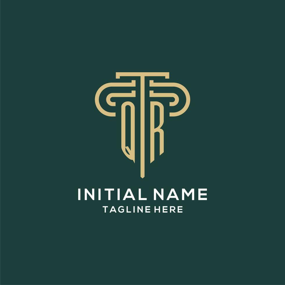 Initial QR pillar logo, elegant and luxury law firm logo vector