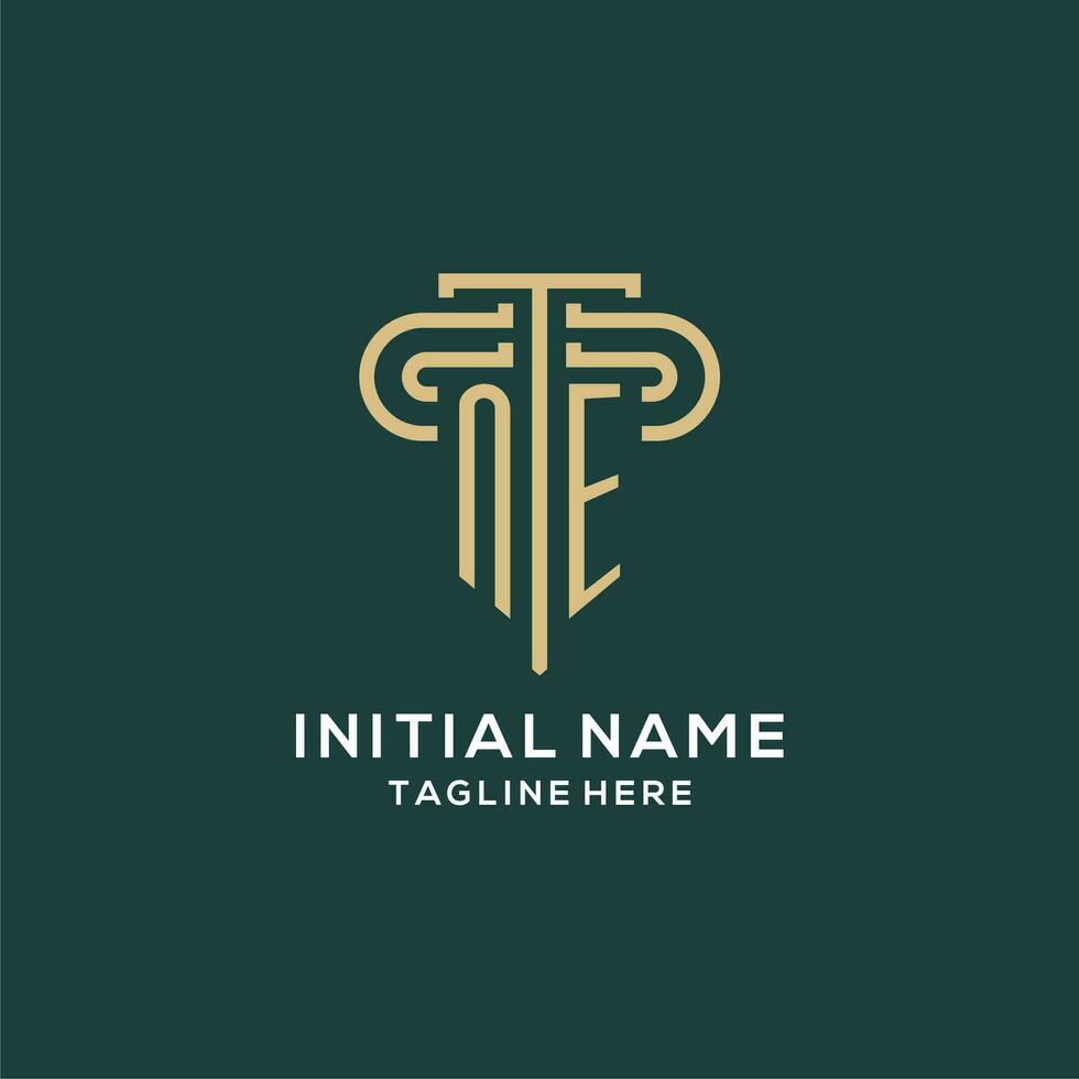 Initial NE pillar logo, elegant and luxury law firm logo vector
