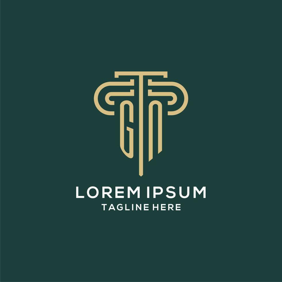 Initial GN pillar logo, elegant and luxury law firm logo vector