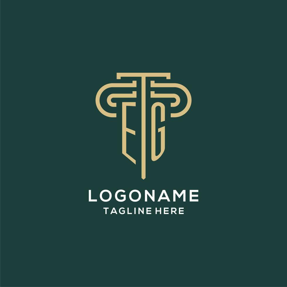 Initial EG pillar logo, elegant and luxury law firm logo vector