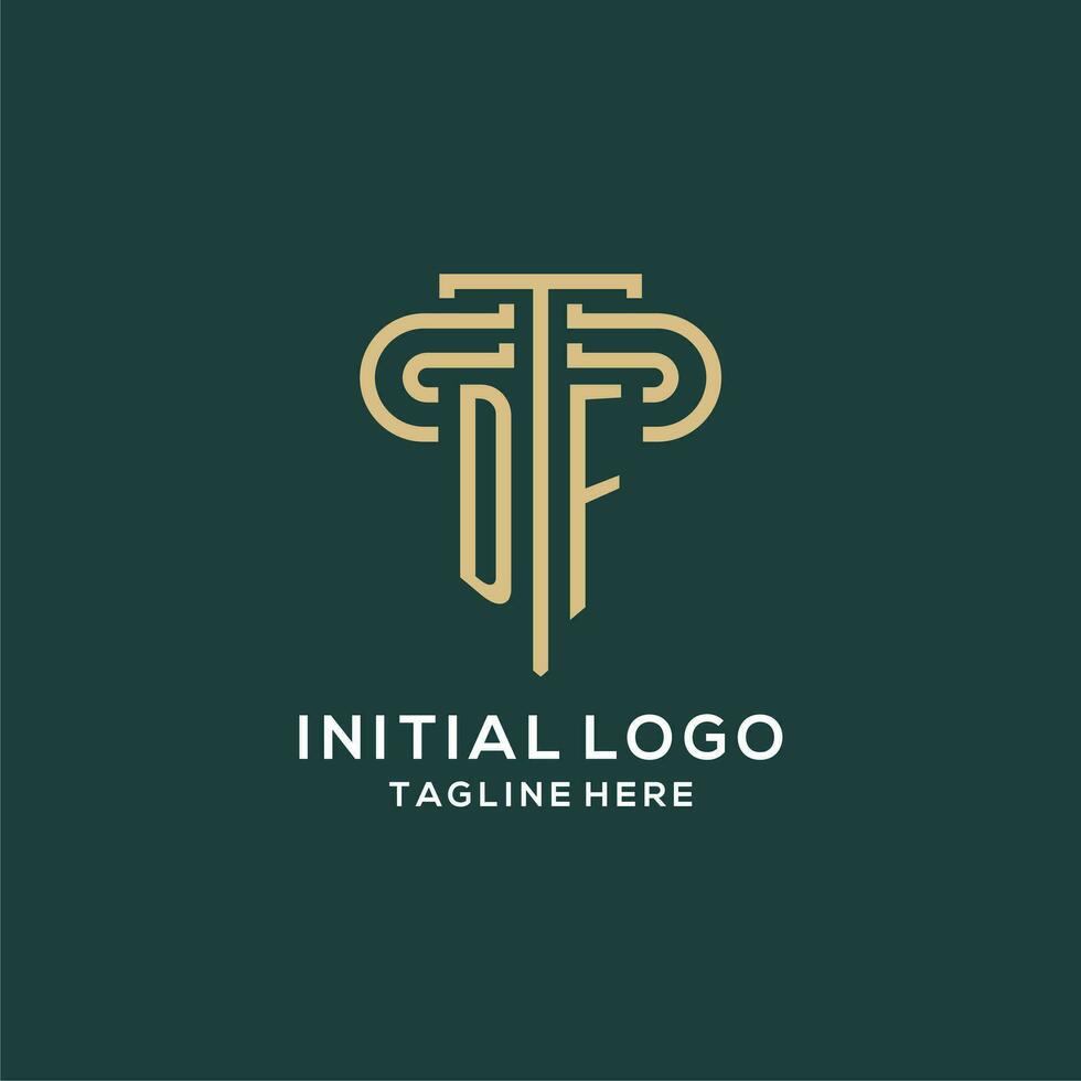 Initial DF pillar logo, elegant and luxury law firm logo vector