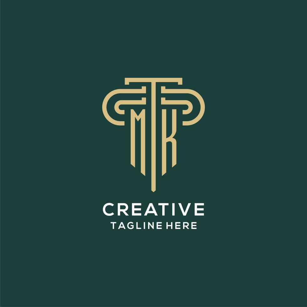 Initial MK pillar logo, elegant and luxury law firm logo vector