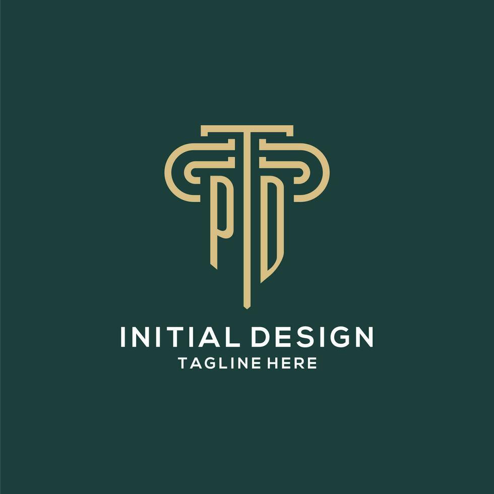Initial PD pillar logo, elegant and luxury law firm logo vector