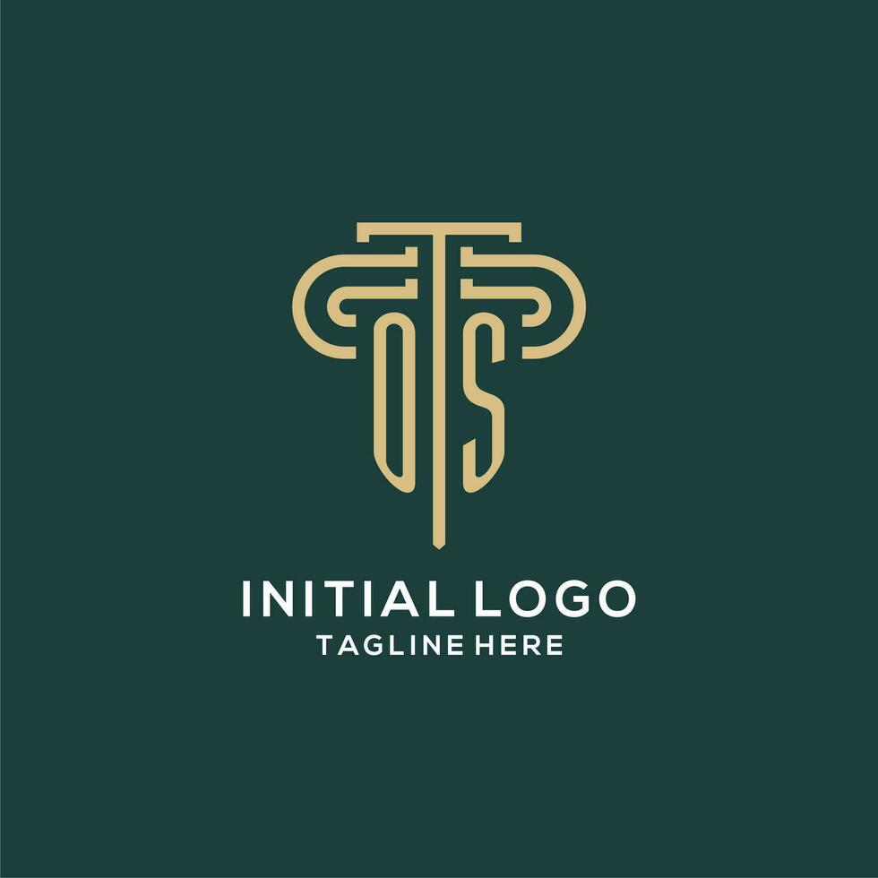 Initial OS pillar logo, elegant and luxury law firm logo vector
