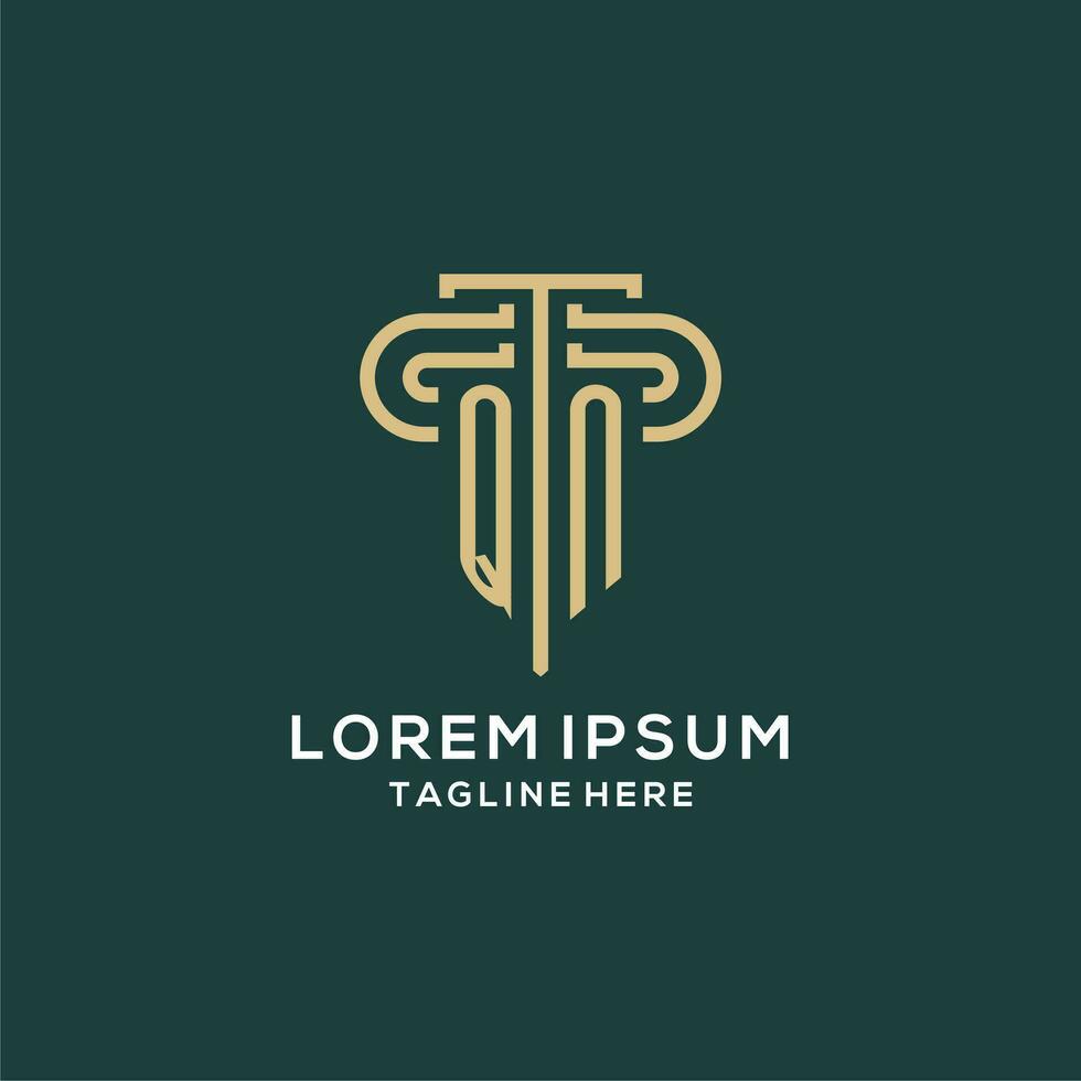 Initial QN pillar logo, elegant and luxury law firm logo vector