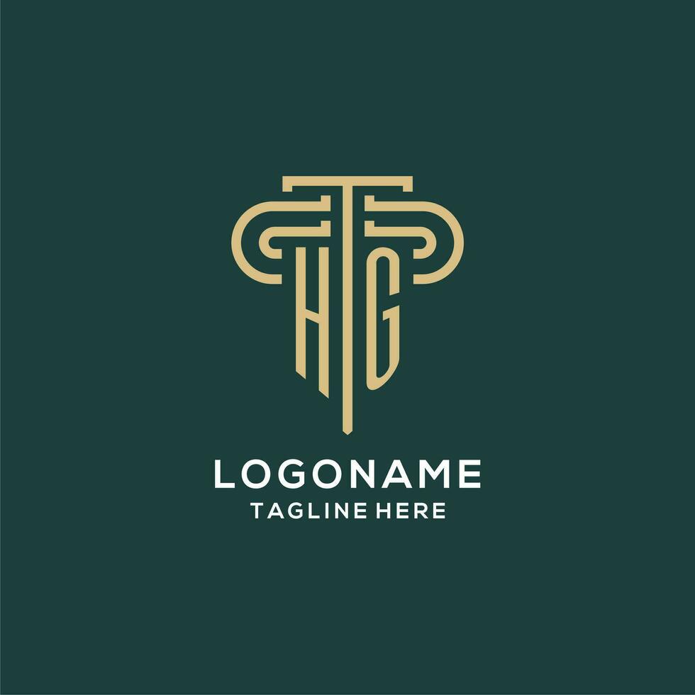 Initial HG pillar logo, elegant and luxury law firm logo vector