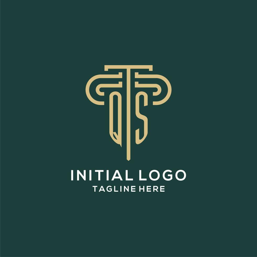 Initial QS pillar logo, elegant and luxury law firm logo vector