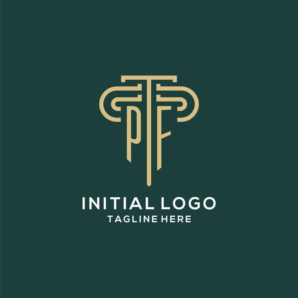 Initial PF pillar logo, elegant and luxury law firm logo vector