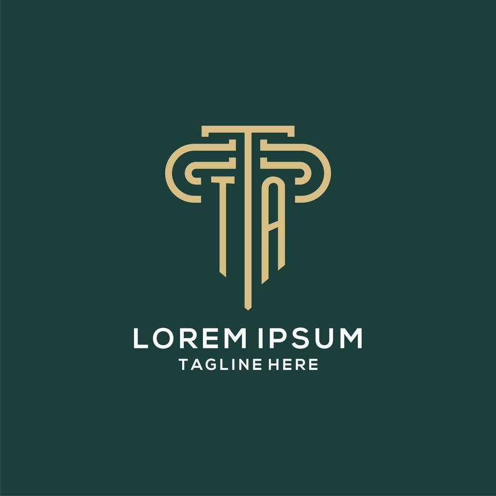 Initial TA pillar logo, elegant and luxury law firm logo vector