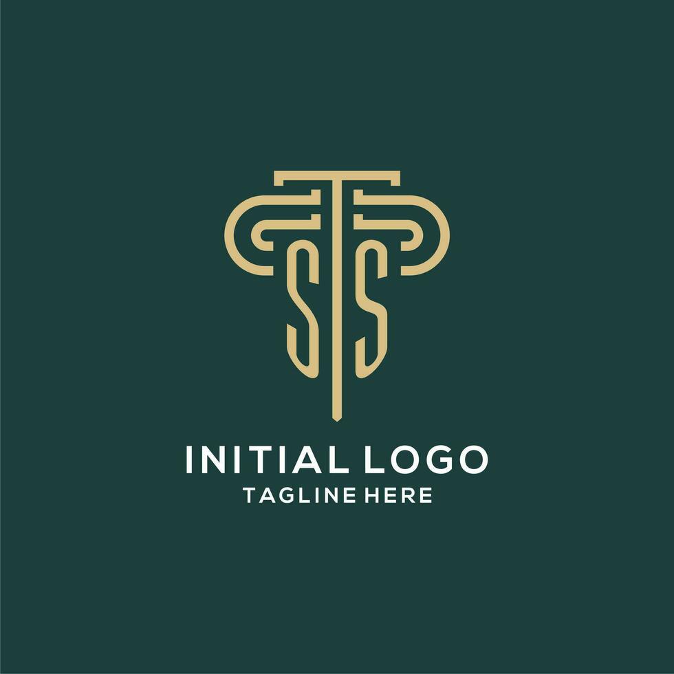 Initial SS pillar logo, elegant and luxury law firm logo vector