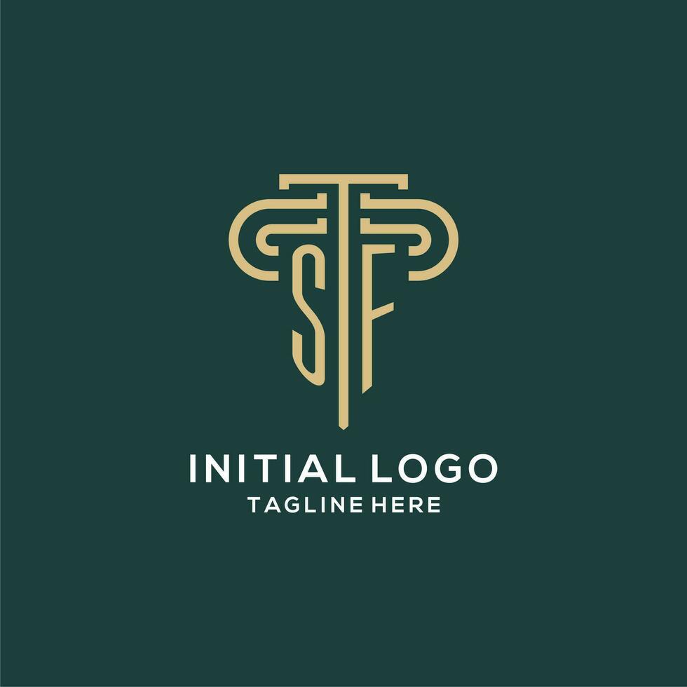 Initial SF pillar logo, elegant and luxury law firm logo vector