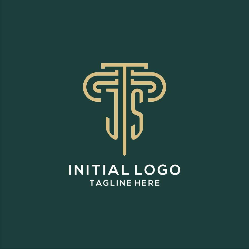 Initial JS pillar logo, elegant and luxury law firm logo vector