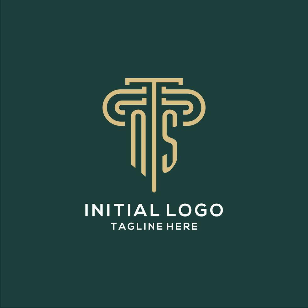 Initial NS pillar logo, elegant and luxury law firm logo vector