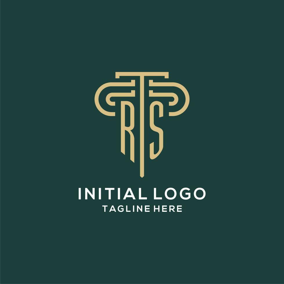 Initial RS pillar logo, elegant and luxury law firm logo vector