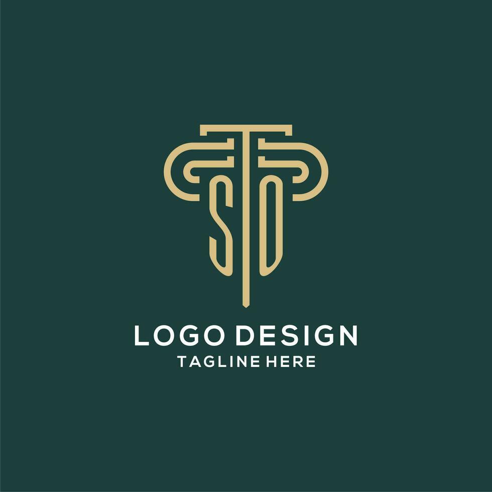 Initial SO pillar logo, elegant and luxury law firm logo vector