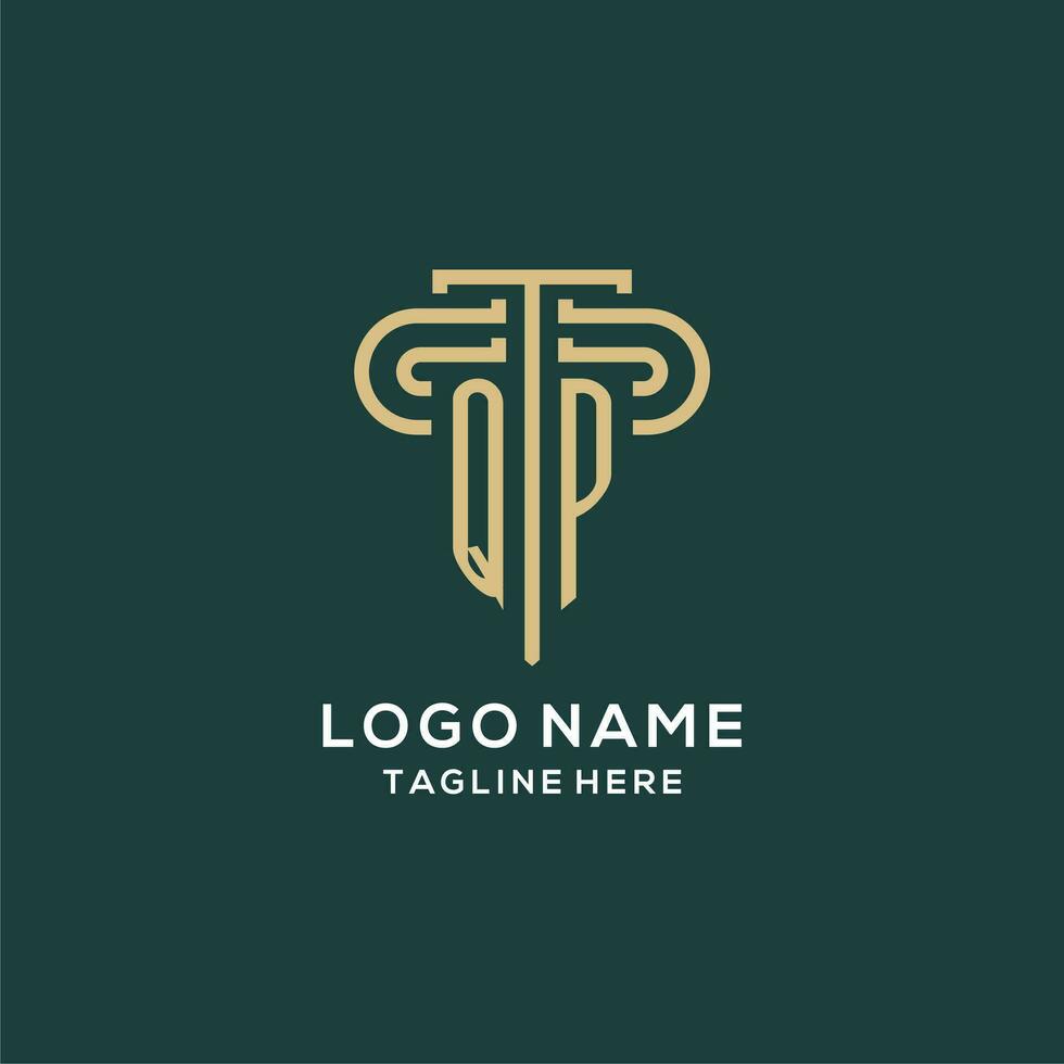 Initial QP pillar logo, elegant and luxury law firm logo vector