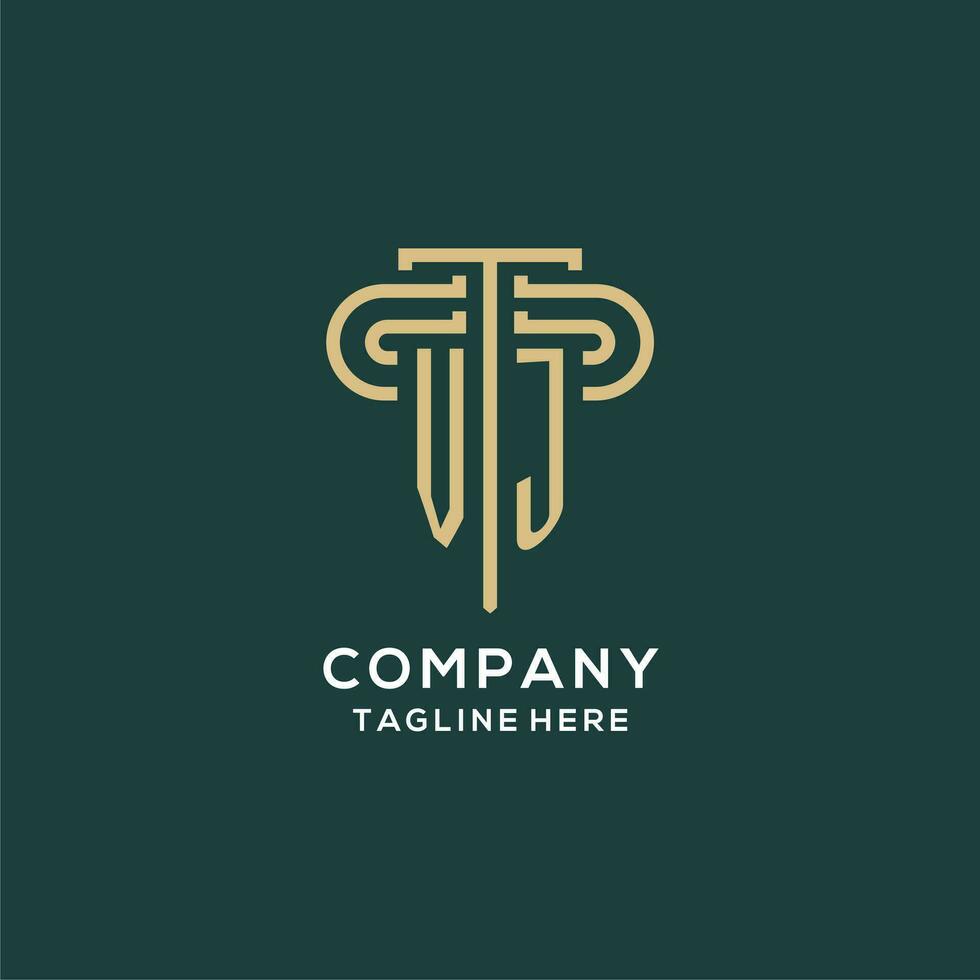 Initial VJ pillar logo, elegant and luxury law firm logo vector