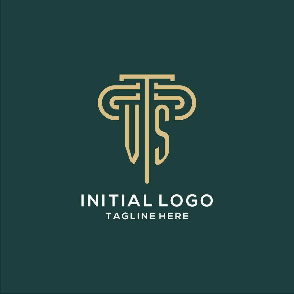 Initial VS pillar logo, elegant and luxury law firm logo vector
