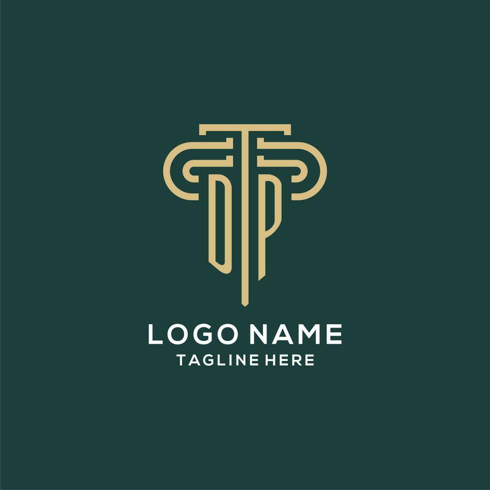 Initial DP pillar logo, elegant and luxury law firm logo vector