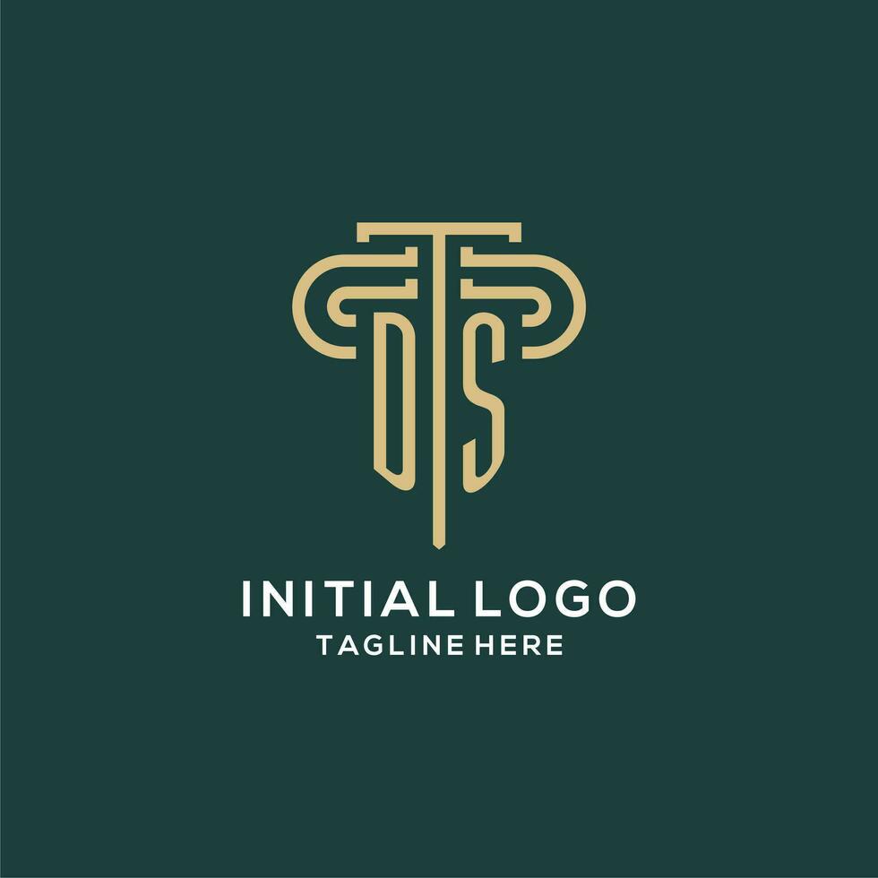 Initial DS pillar logo, elegant and luxury law firm logo vector