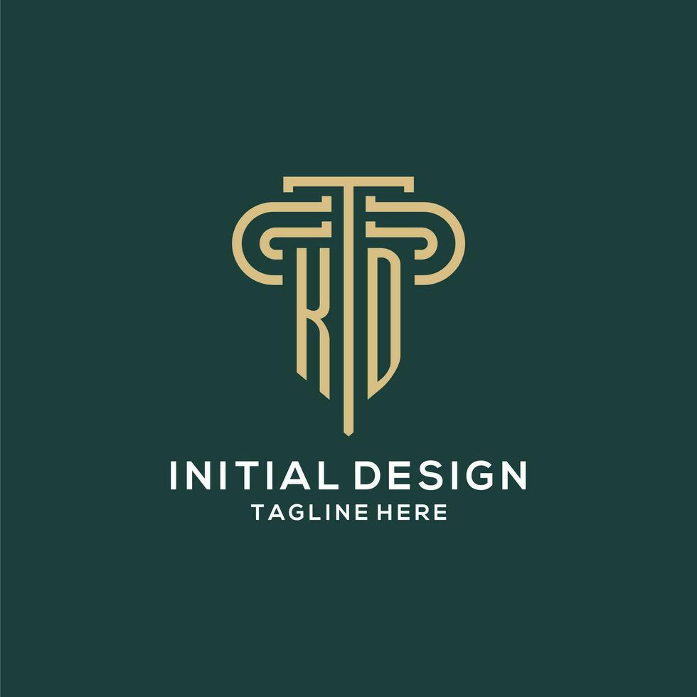 Initial KD pillar logo, elegant and luxury law firm logo vector