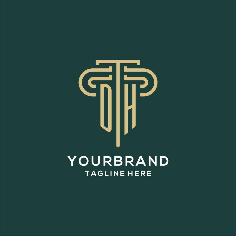 Initial DH pillar logo, elegant and luxury law firm logo vector