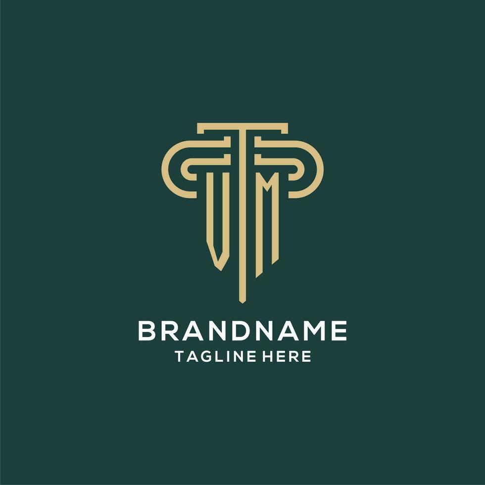 Initial VM pillar logo, elegant and luxury law firm logo vector