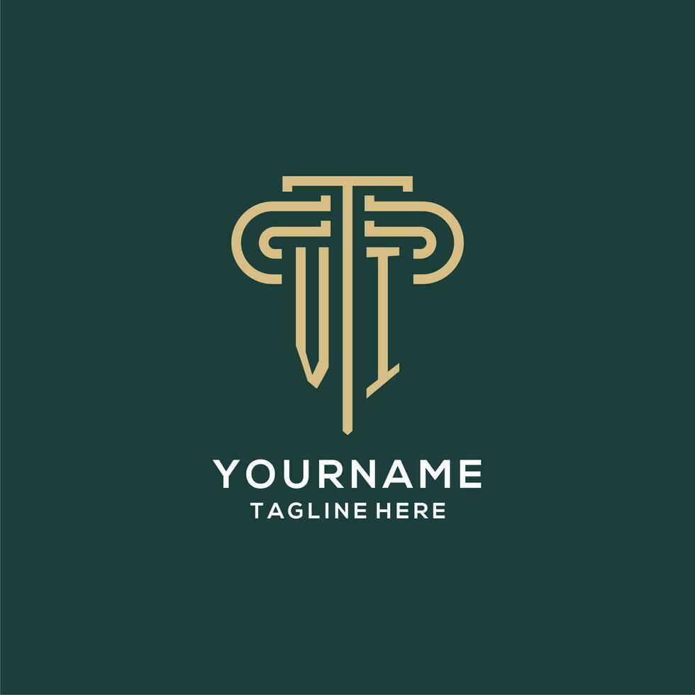 Initial VI pillar logo, elegant and luxury law firm logo vector