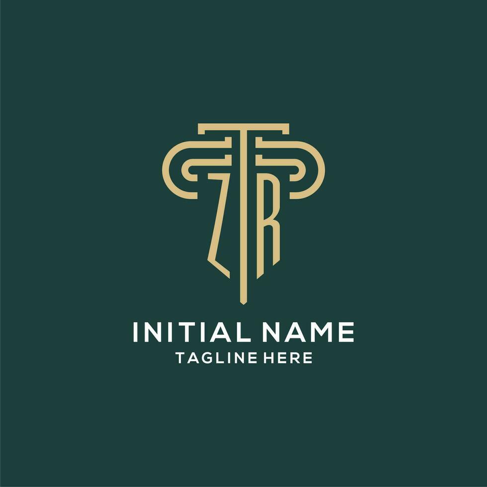 Initial ZR pillar logo, elegant and luxury law firm logo vector