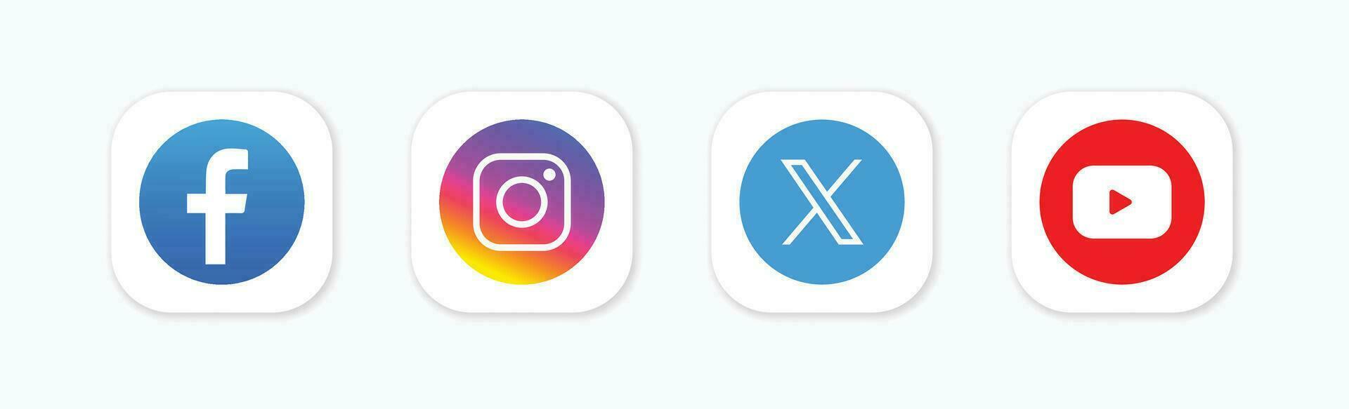 Set of social media logo in white background. Social media icon set collection. vector