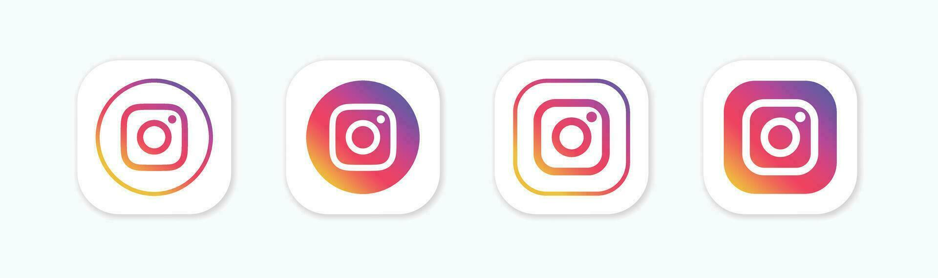 Set of Instagram social media logo icons. Instagram icon. Simple vector illustration.