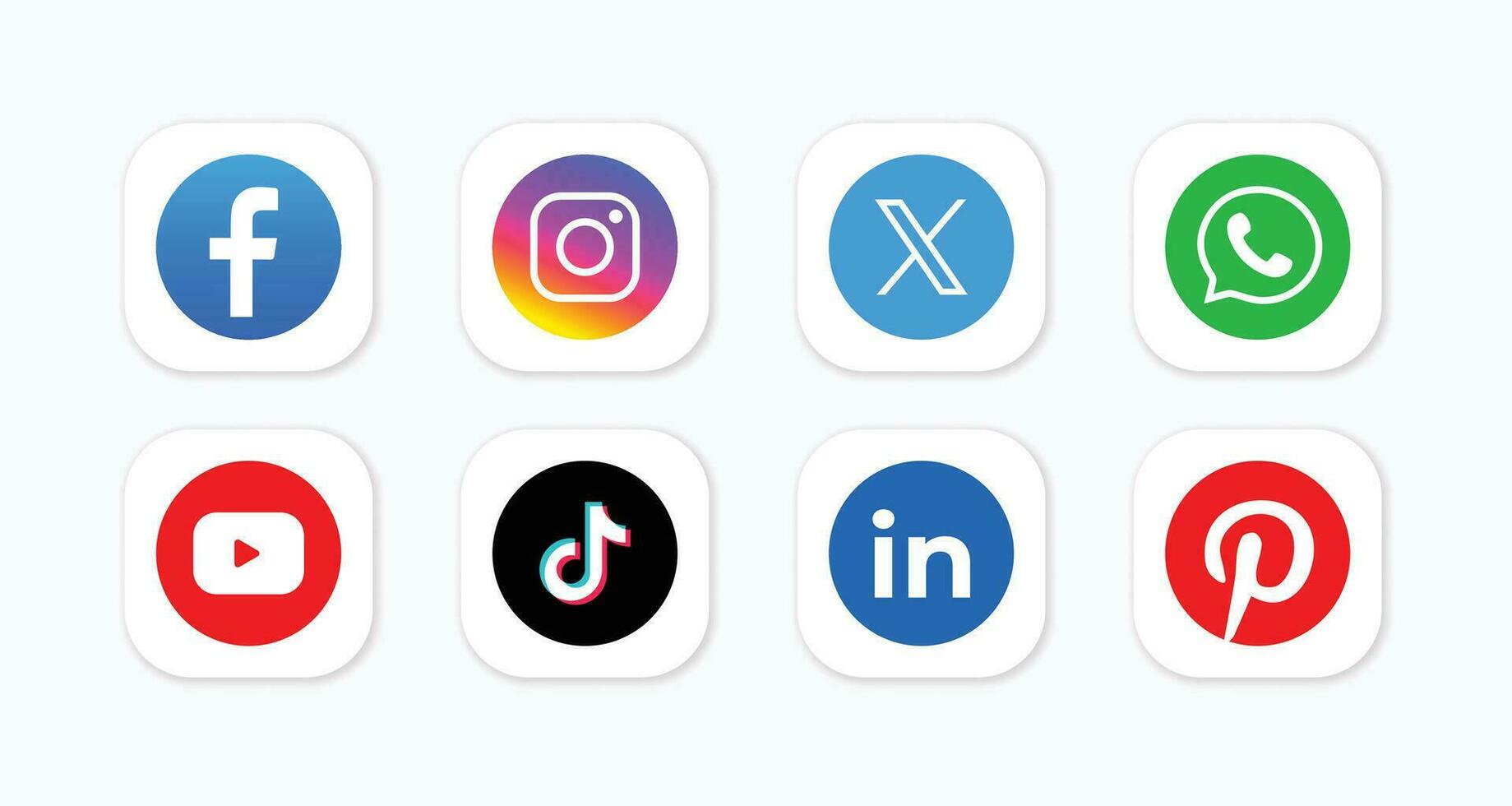 Set of social media logo in white background. Social media icon set collection. vector