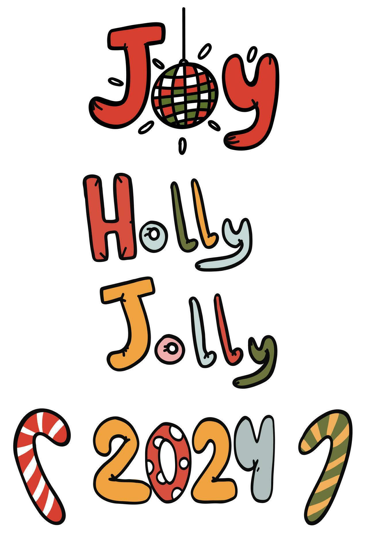 Christmas set with words joy 2024 New year 29071041 Vector Art at Vecteezy