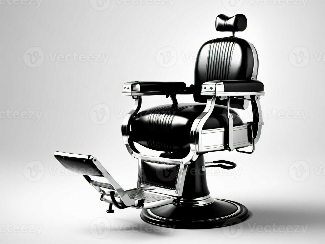un negro y blanco foto de un Barbero silla. ai generado