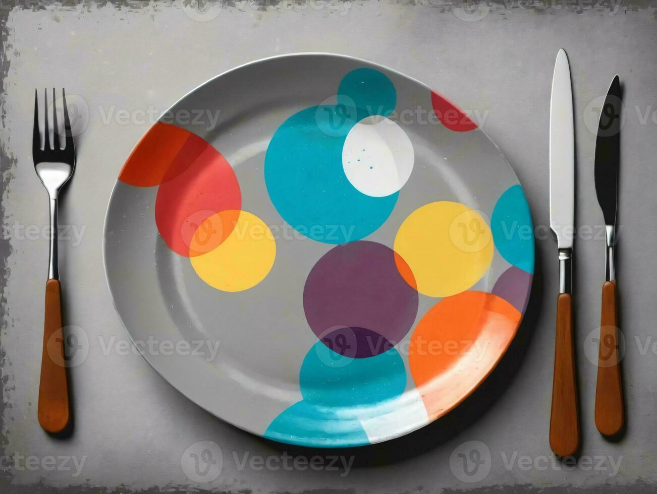 A Plate With A Colorful Design On It. AI Generated photo