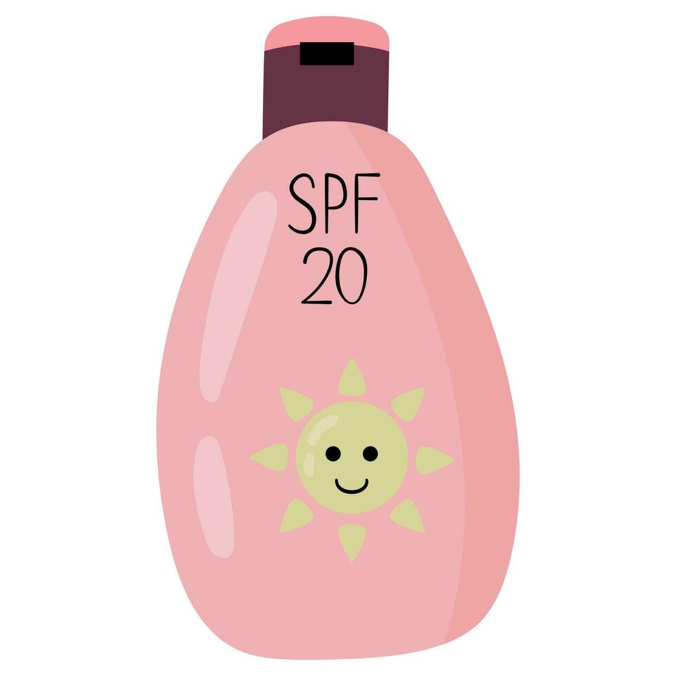 National Stay Out of the Sun Day. Hand drawn sun cream bottle. vector