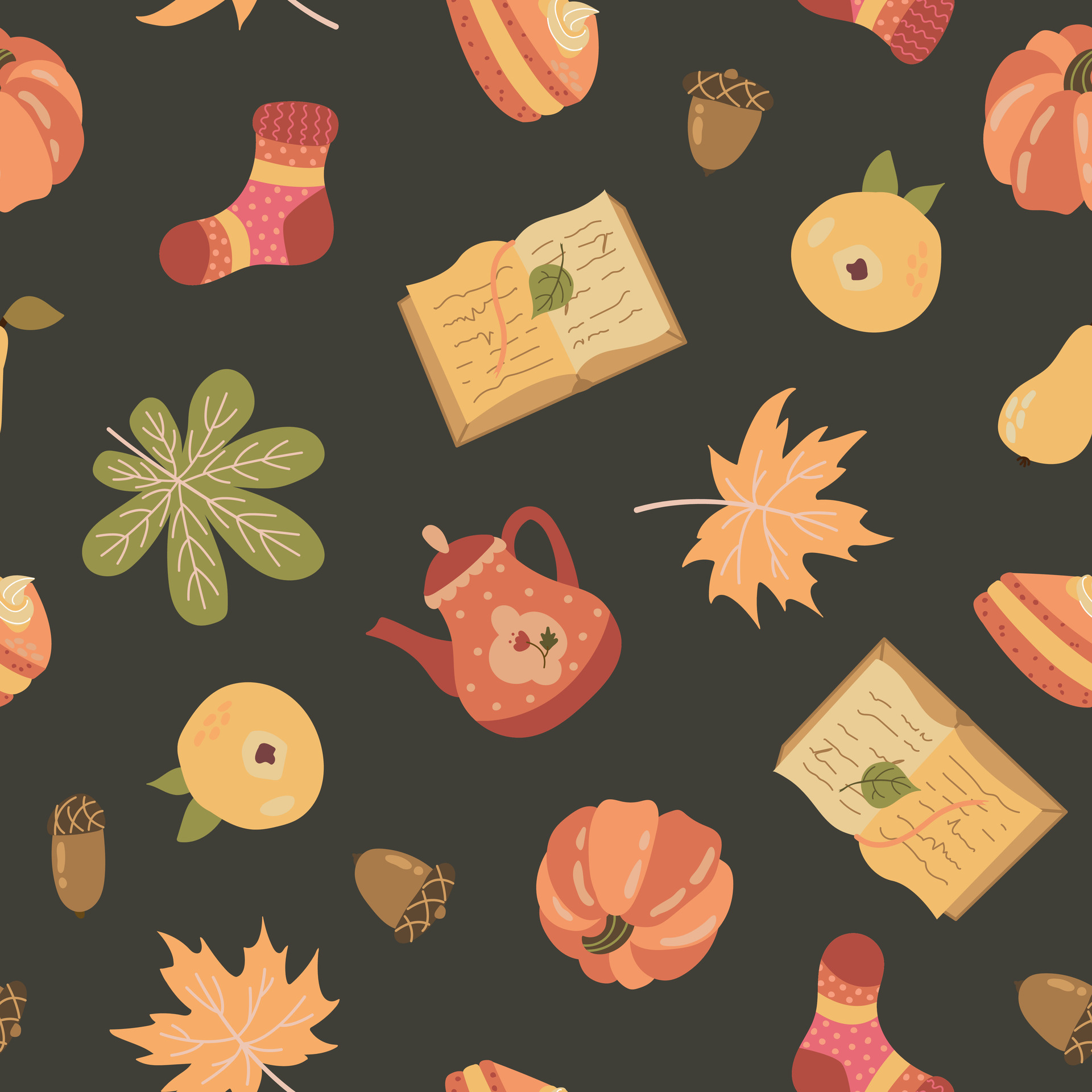 Autumn cozy seamless pattern. Design for fabric, textile, wallpaper,  packaging. 29071337 Vector Art at Vecteezy