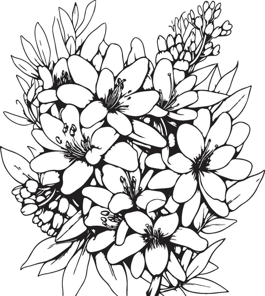 flowers coloring page vector