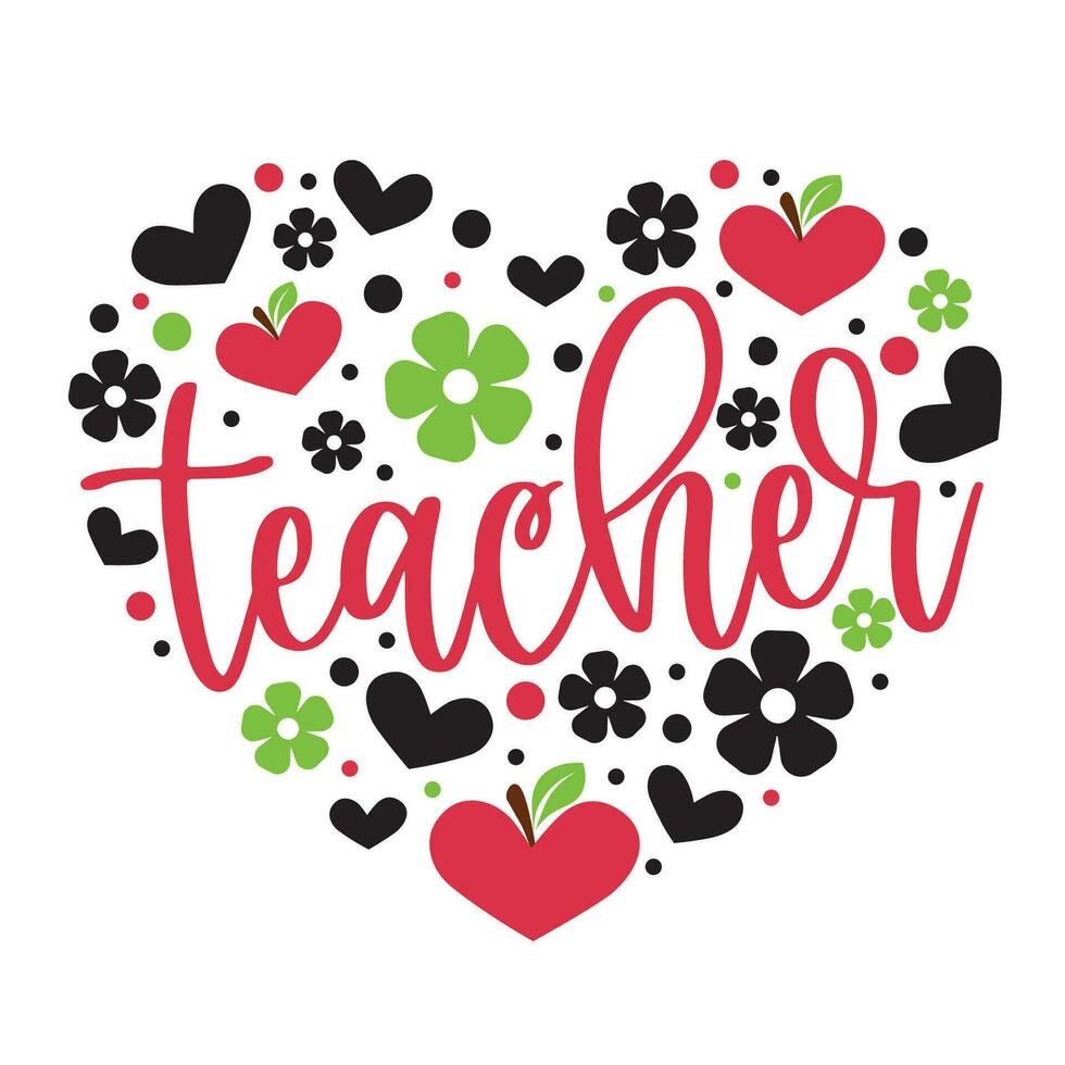 Teaching is heart work vector illustration. Teaching fills my heart. I love teaching typography. Good for card, poster, banner, t-shirt, mug, sticker school design