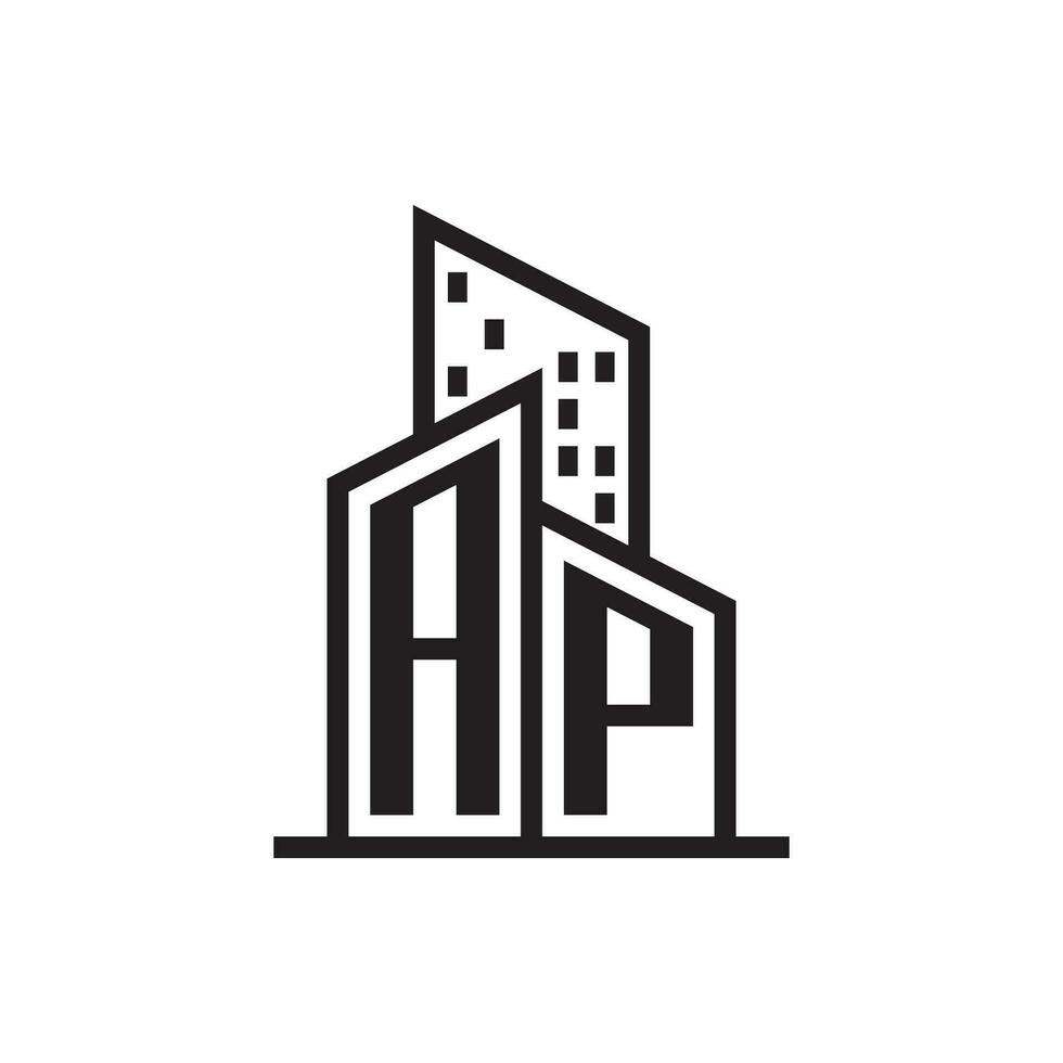 AP logo for real estate with building style vector