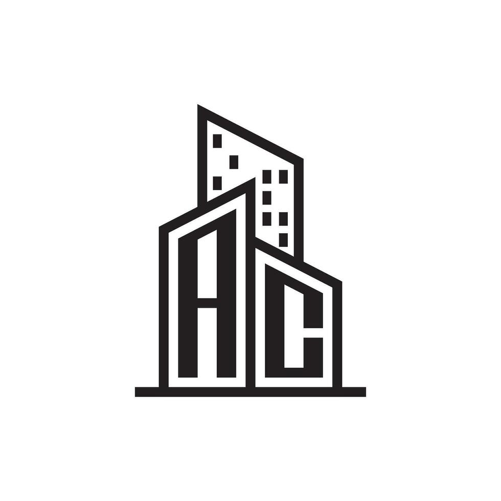 C.A real inmuebles logo con edificio estilo , vector