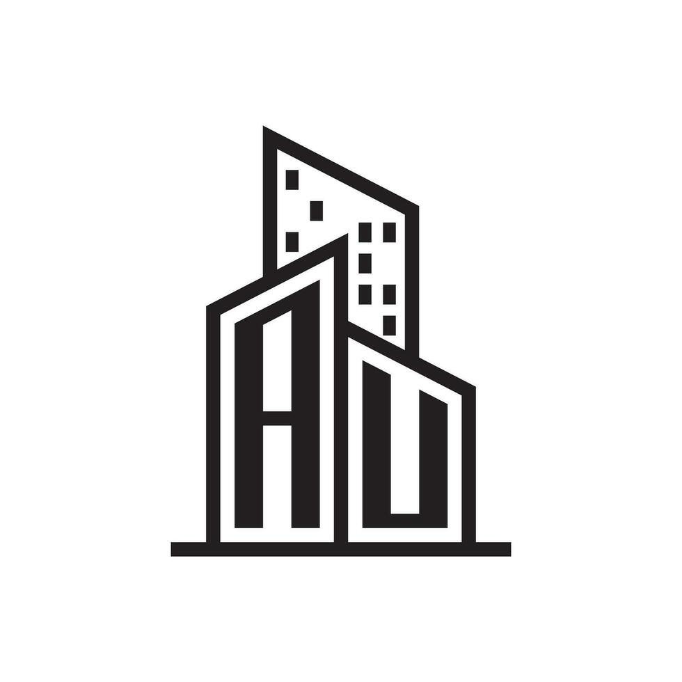 au real inmuebles logo con edificio estilo , vector