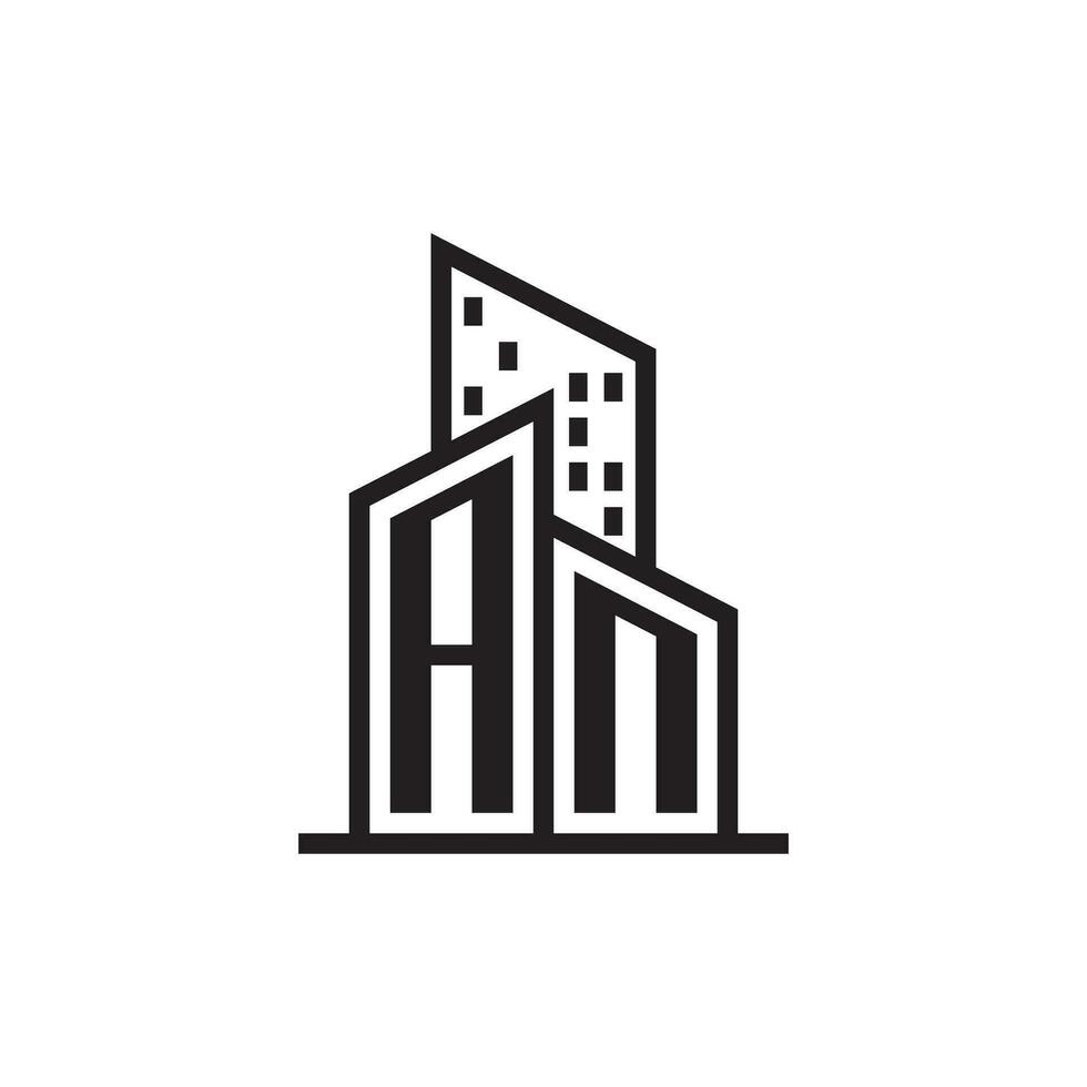 un real inmuebles logo con edificio estilo , vector