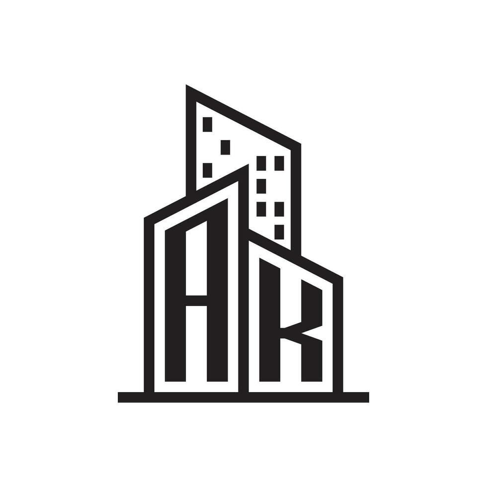 AK real estate logo with building style , Vector