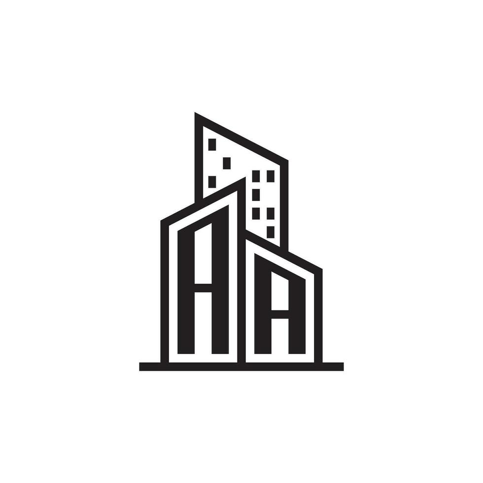 AA real estate logo with building style , Vector