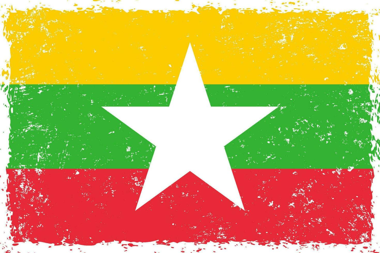 Myanmar flag grunge distressed style vector