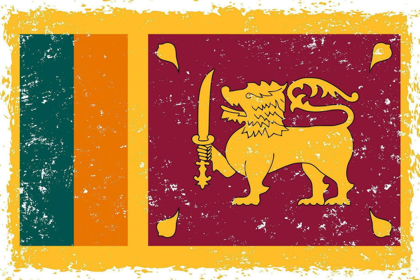 Sri lanka flag grunge distressed style vector