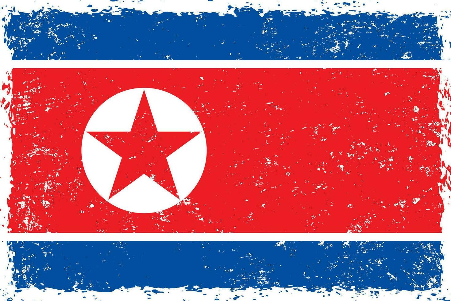 North Korea flag grunge distressed style vector